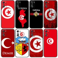 tunisia flag map phone case for xiaomi redmi 11 lite pro ultra 10 9 8 mix 4 fold 10t black cover silicone back prett