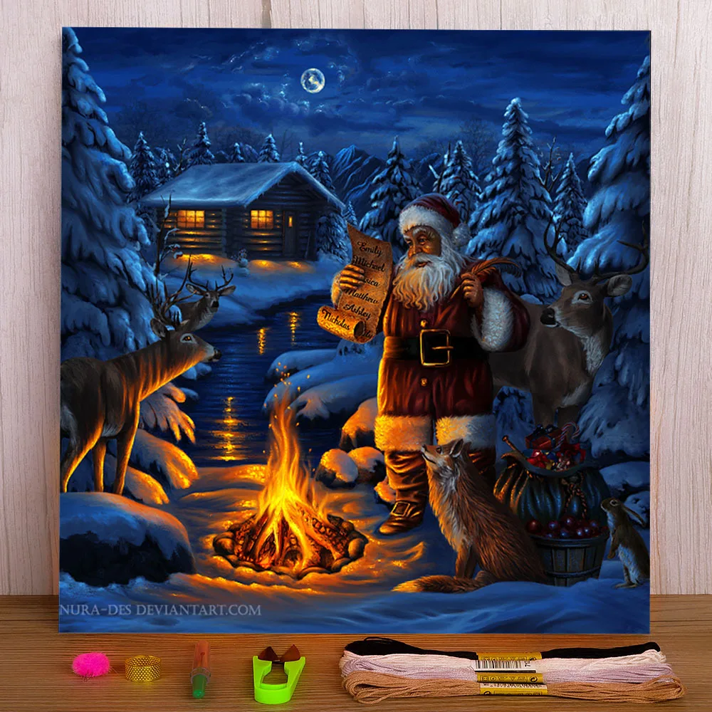 

Christmas Santa Claus Gift Pre-Printed 11CT Cross-Stitch Set DIY Embroidery DMC Threads Hobby Craft Knitting Handiwork Floss