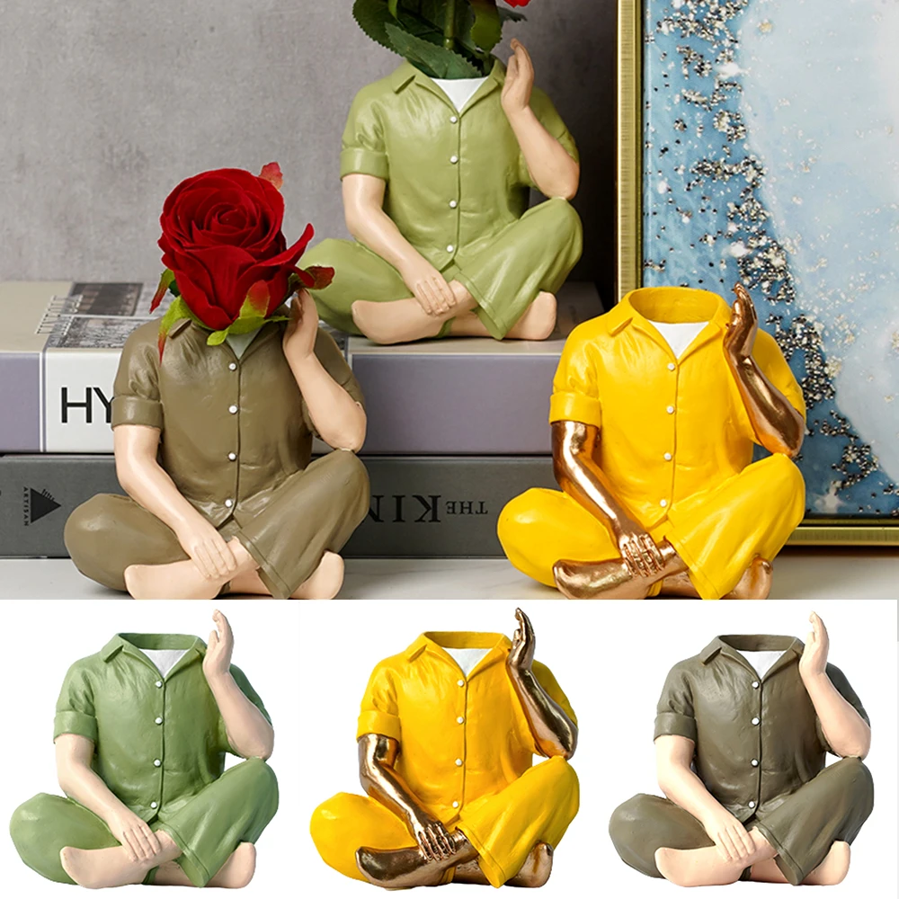 

Newest Vase Ornaments Creative Men's Pajamas Resin Craft Home Bedroom Decoration Resin Humanoid Portrait Sculpture Vase