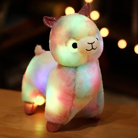 35 см светящаяся светодиодная подсветка, лама-альпака, плюшевая игрушка, кукла-животное, мягкие плюшевые куклы-альпака для детей, подарки на день рождения