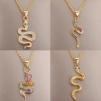 goth colored zircon snake necklaces for women vintage punk snake pendant choker chain necklace stainless steel wedding jewelry