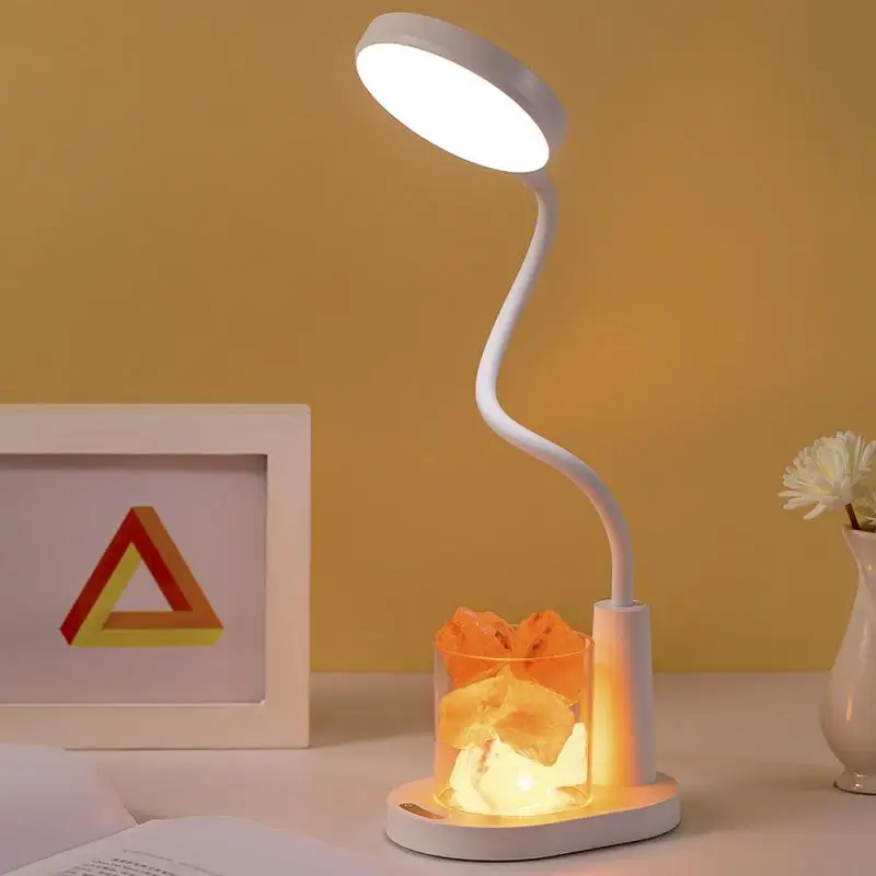 

Современная настольная лампа с кристаллами и солью, приглушаемый светильник с RGB подсветкой, ночник с аккумулятором для защиты глаз и ароматерапии, прикроватная лампа для спальни