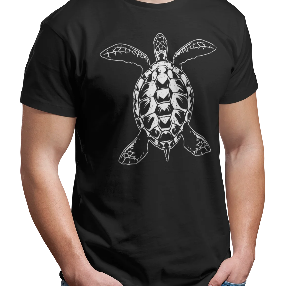 

Футболка унисекс, черная, с рисунком черепахи