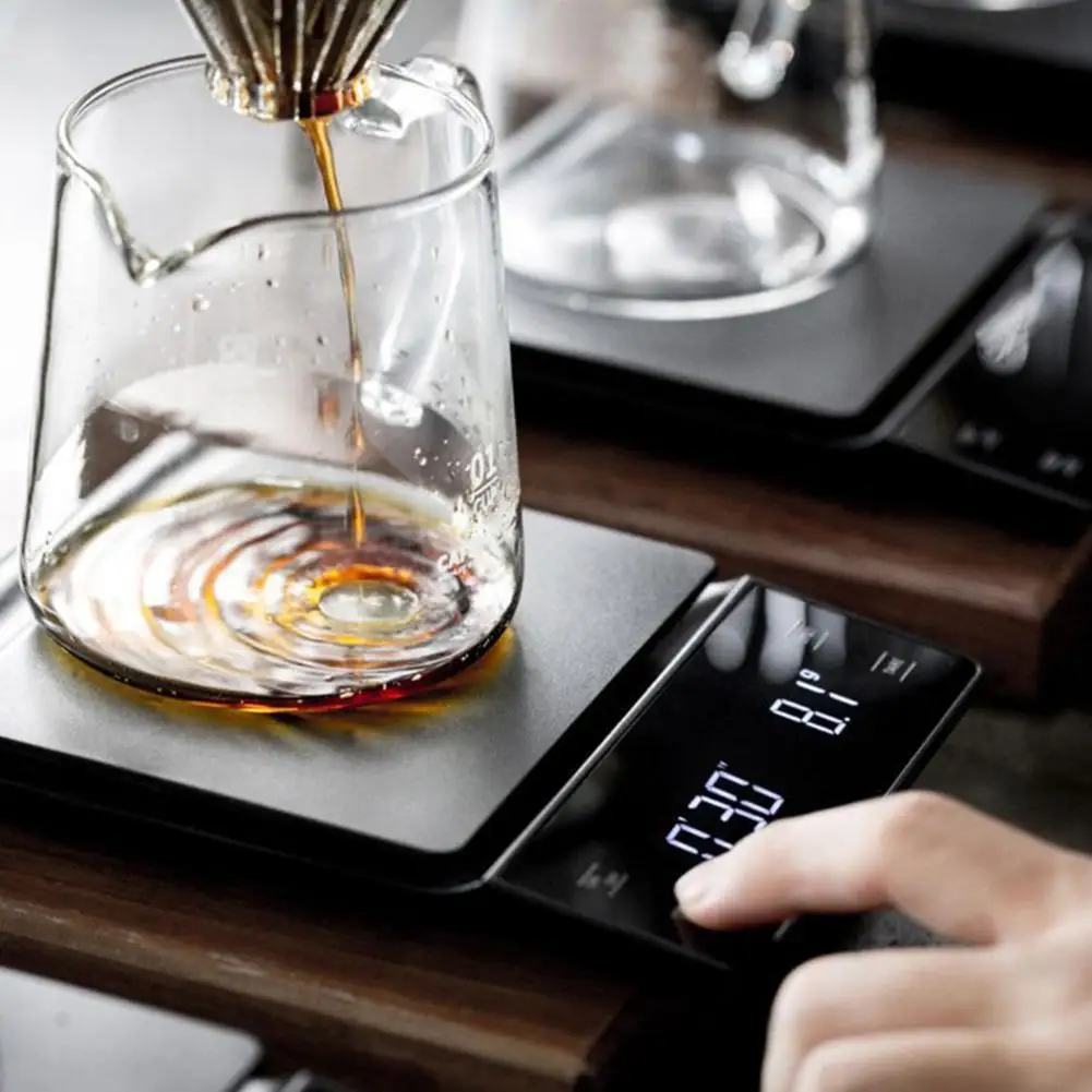 

Бытовые кухонные весы для кофе, 3 кг/0,1 г, светодиодный экран, отображение времени зарядки, ручное пивоварение, кофе, Электронные измерительн...