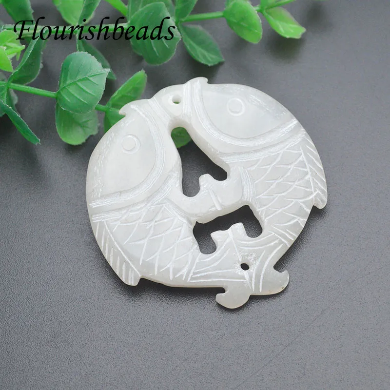 5-10 шт. натуральный Hsiuyen Xiu нефритовый вырезанный кулон с двумя рыбками для женщин самодельный кулон с драгоценным камнем на удачу ювелирное ожерелье