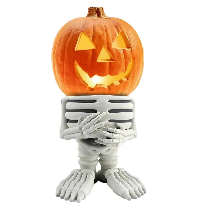 

Light Up Pumpkin Knight Statue Horror LED Gnome Ornament Resin Indoor Light Tabletop Night Light Lamp Mini Figurine Halloween