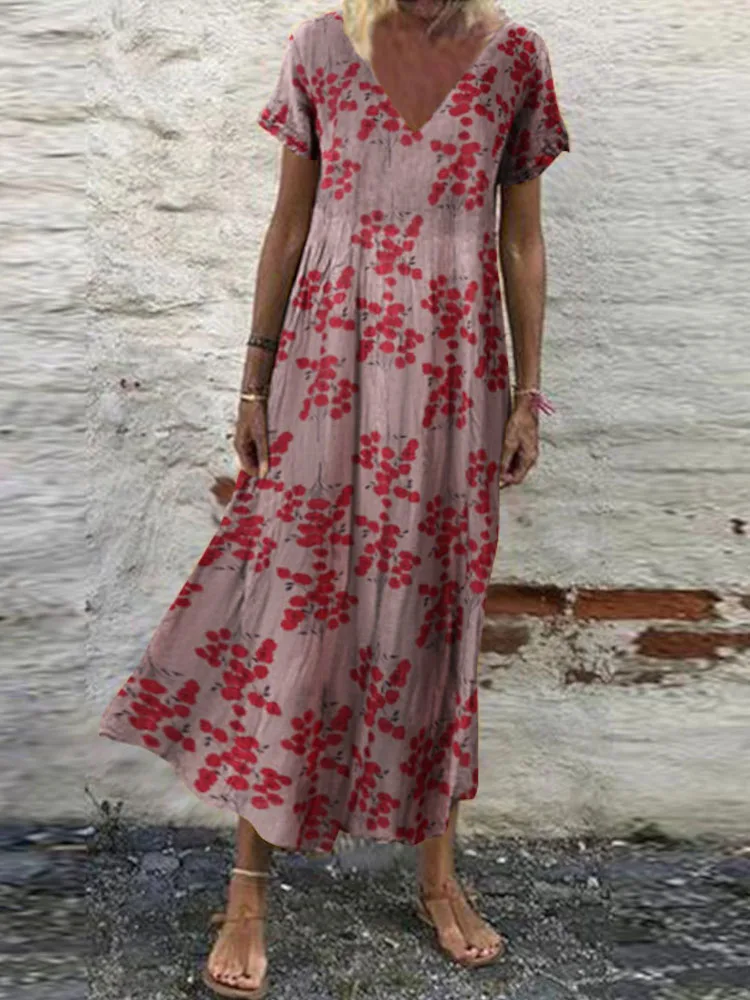 Oversized Womens Floral Sundress ZANZEA 2022 Kaftan Printed Summer Dress Short Sleeve Maxi Vestidos Female Casual Robe Femme