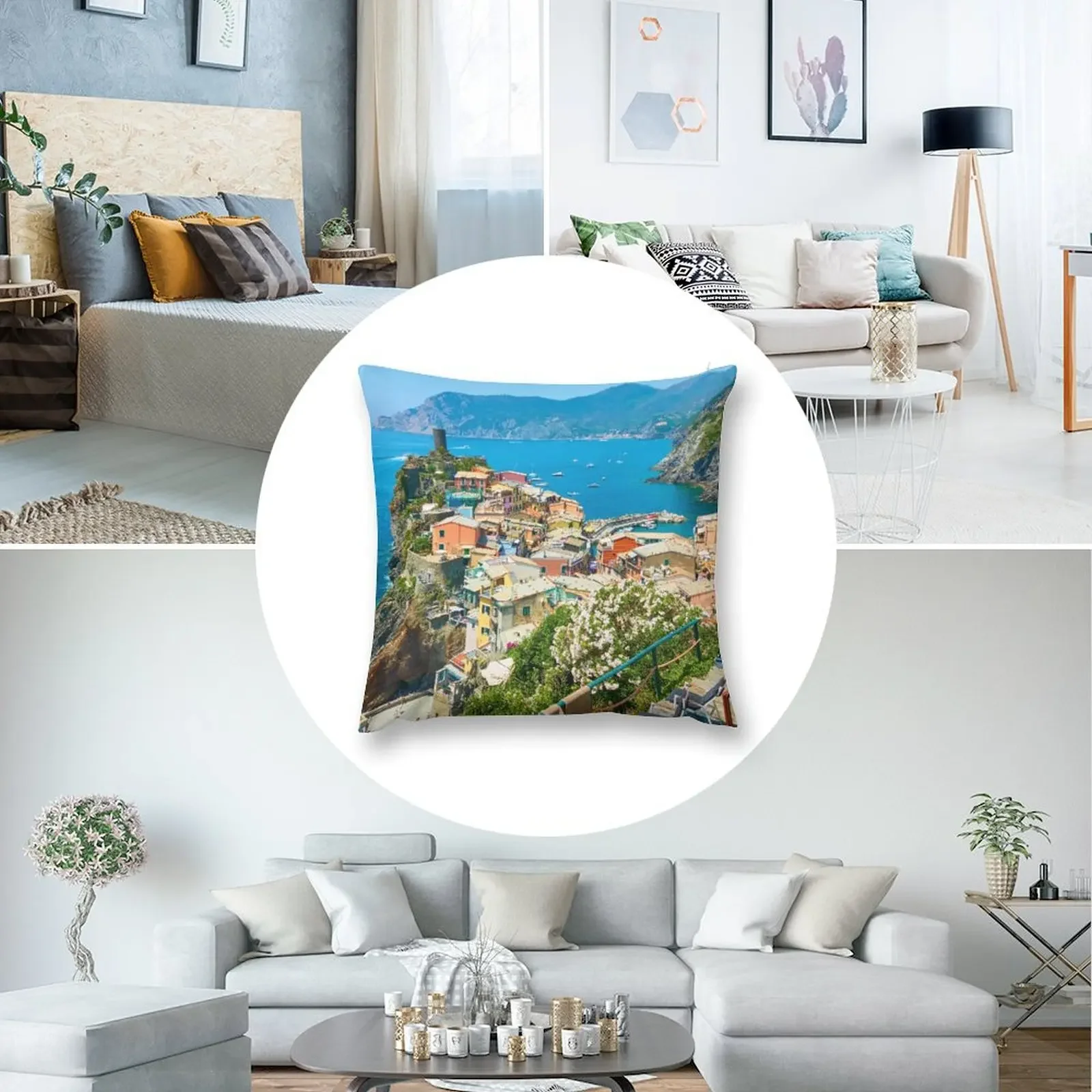 Vernazza Town in Cinque Terre Декоративная подушка Мраморный чехол для диванных подушек Чехлы