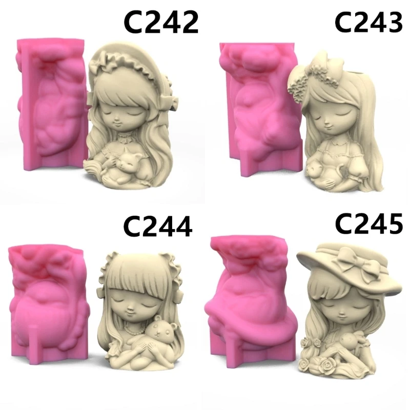 Держатель для ручек цветочный горшок силиконовая форма милые девушки эпоксидной