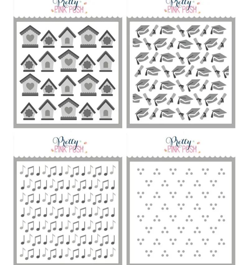 

Birdhouses Music Swiss Dots Layering Doctoral Cap Stencils DIY Scrapbooking Paper Craft Handmade Make Album Embossing Template