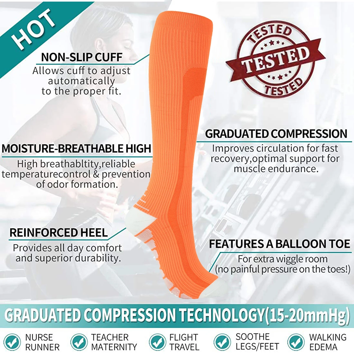 Men and Women Sports Socks Long Tube Compression Socks Cycling Running Basketball Football Socks Fit For Varicose Veins Socks