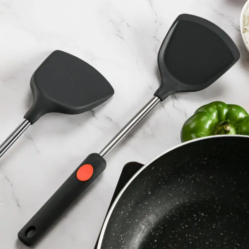 

Silicone Nonstick Cooking Shovel Shovel Food Grade High Temperature Silicone Spatula Spoon Stainless Steel Household Kitchen