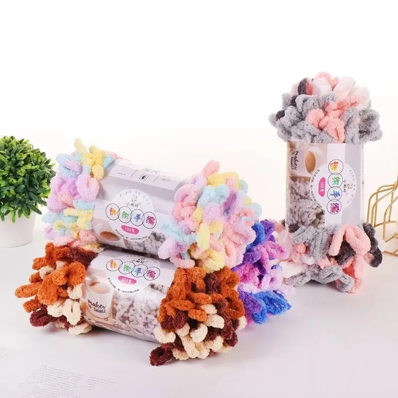 100 граммов Поточная нить с петлей для пальцев 7 метров Полиэстеровая шерсть Ручная вязаная домашняя вязанная одеяло Подушка Шарф Вязание Крупная сдельная работа.