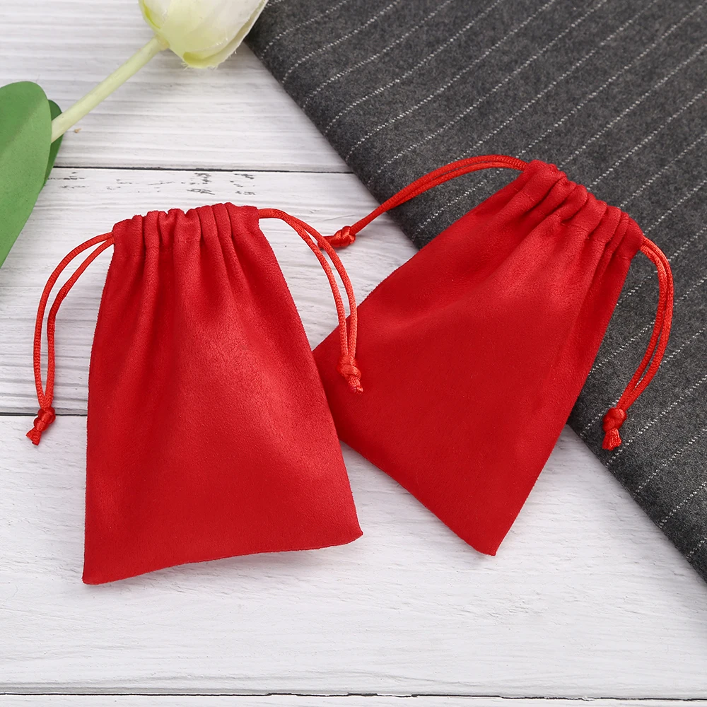 Flannel Drawstring Gift Bags Wedding Favor For Guests Bulk Candy Goodie Pouch Velvet Jewelry Earrings Ring Packaging Storage Bag