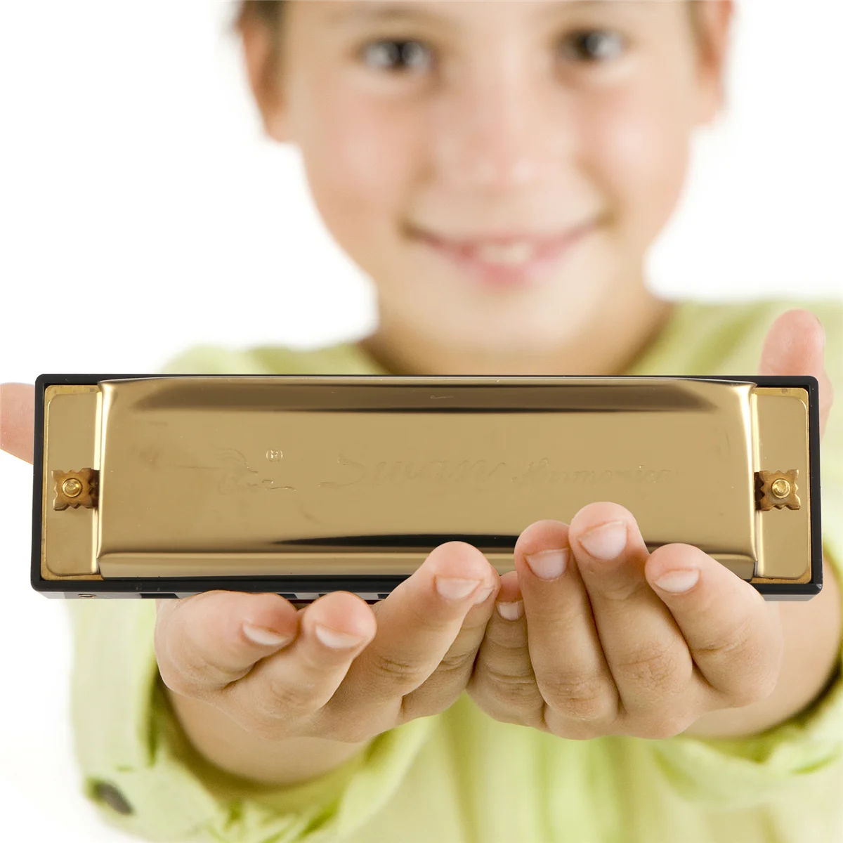 Губная гармошка Swan с 10 отверстиями Key of C GOLDEN футляром Blues Harp Metal Steel НОВИНКА