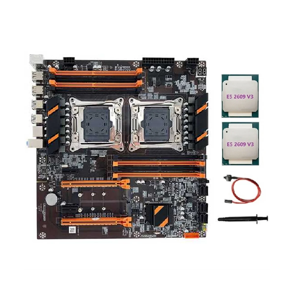 

X99 Dual CPU Motherboard LGA2011 Support DDR4 ECC Memory Motherboard+2XE5 2609 V3 CPU+Switch Cable+Thermal Grease
