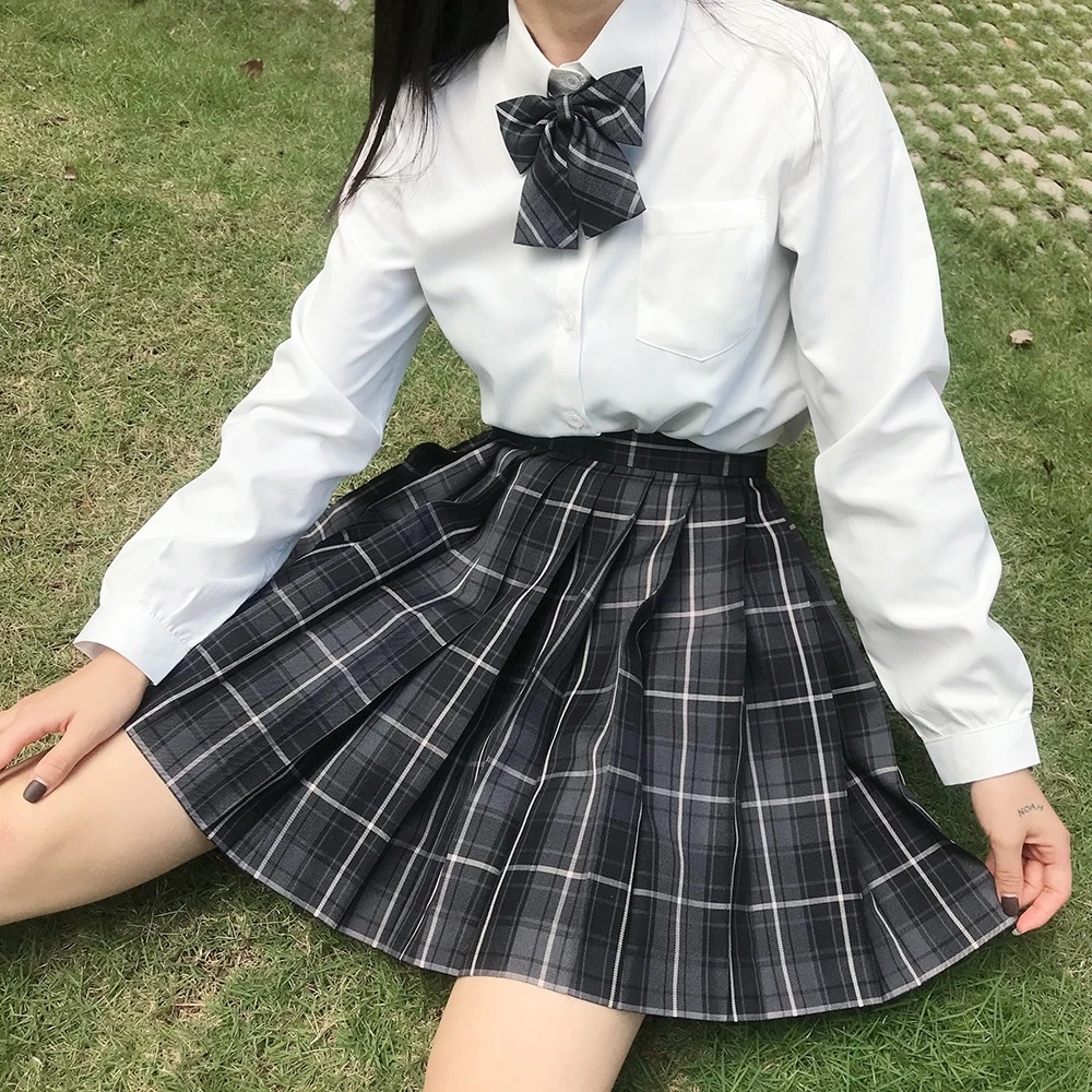 

2021 female skirt Korean style plaid Kawaii school skirt High-waisted girl double mini female