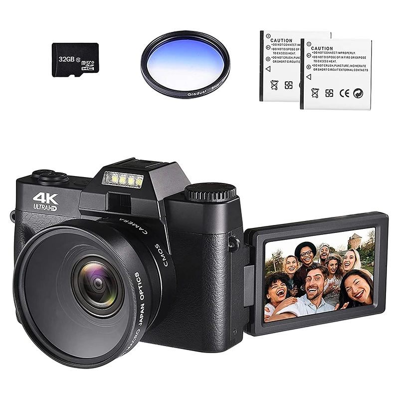 

4K Digital Vlogging Camera For Youtube 4K Camcorder HD 1080P 48MP Video Camera With Connection 3.0 Inch IPS Flip Screen