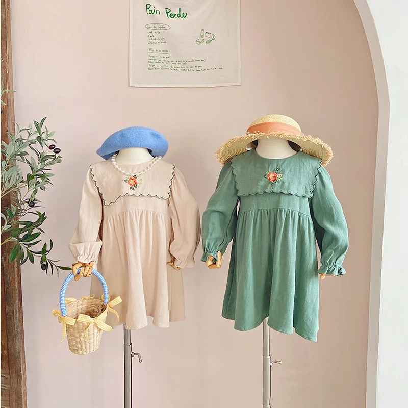 

Fashion Baby Girls Dresses Kids Floral Printed Princess Dress Cotton Clothes 2023 Spring Autumn Children's Costume Korean Style