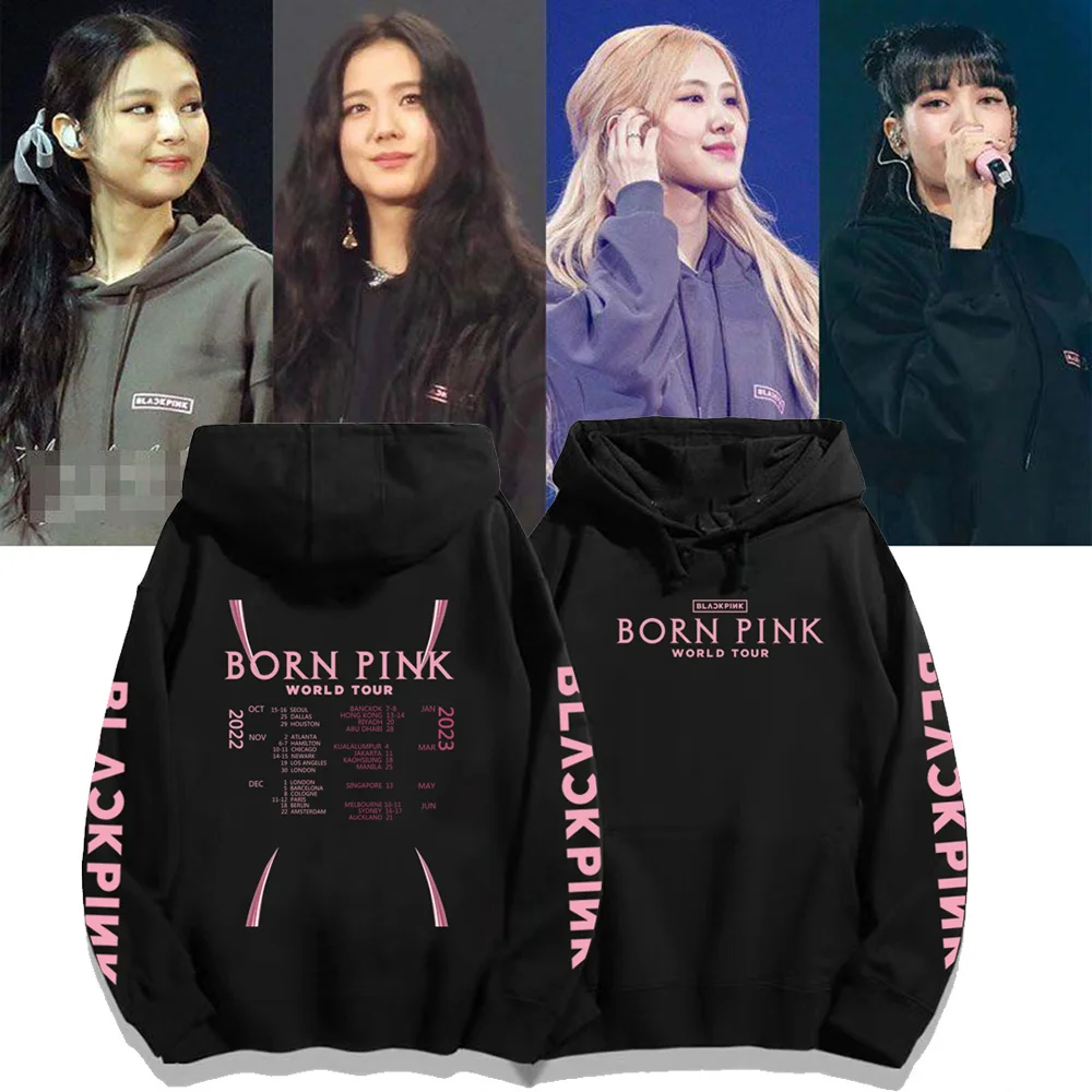 

ot Kpop Born Pink oodies Print Winter Lisa Jennie Jisoo Rose rapic ip op Unisex Casual Sweatsirt