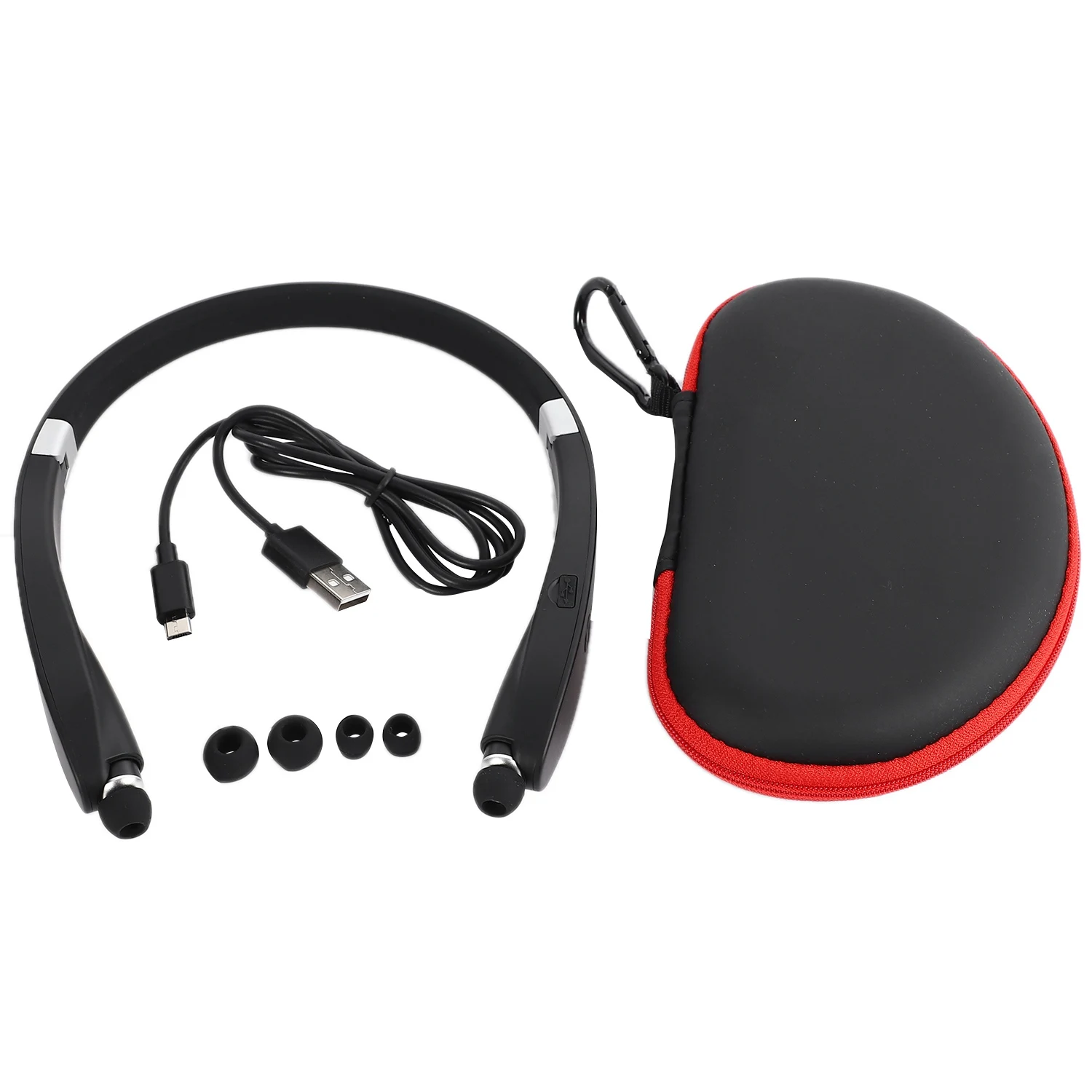 

Bluetooth Headphones Wireless Neckband Headset - Sweatproof Foldable Earphones with Mic Retractable Earbud and 16 Hours Play