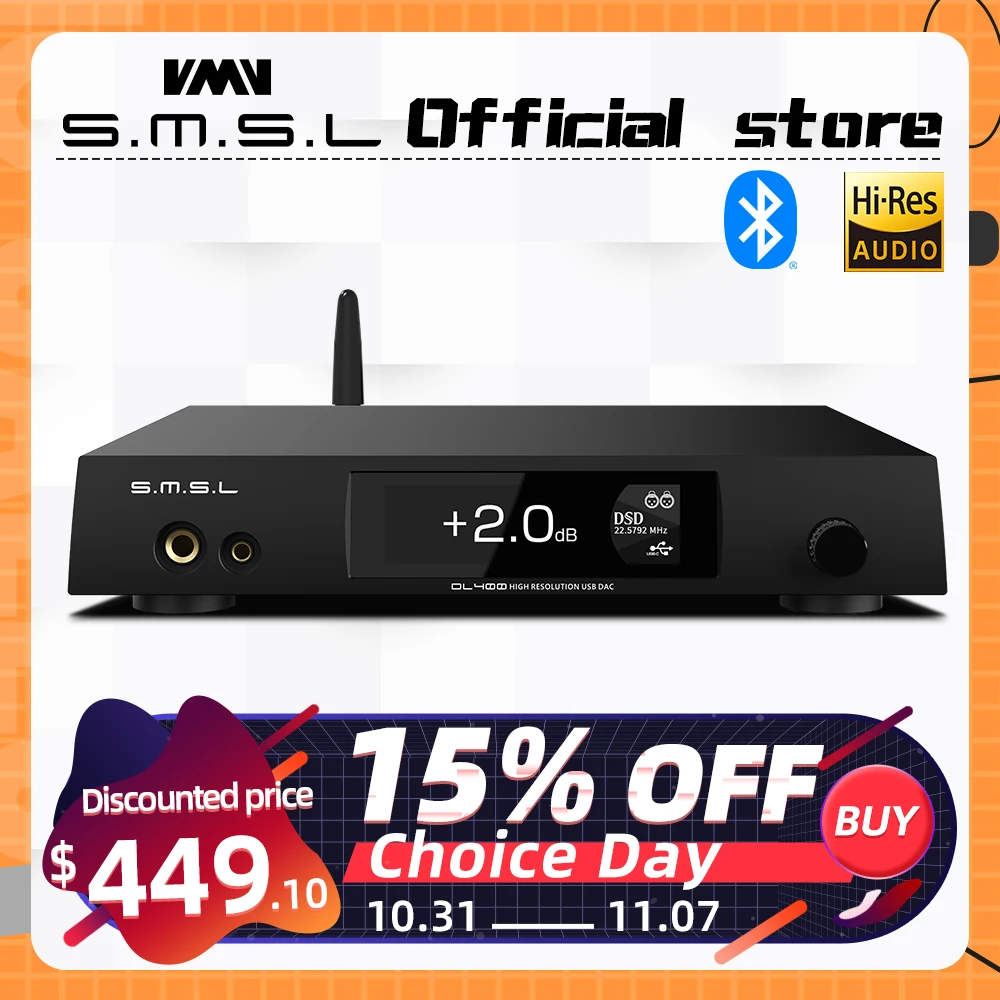 SMSL DL400 аудио ЦАП усилитель для наушников ES9039MSPRO OPA1612A 6 35 мм 4 DSD512 32 бит 768 кГц XU316 I2S