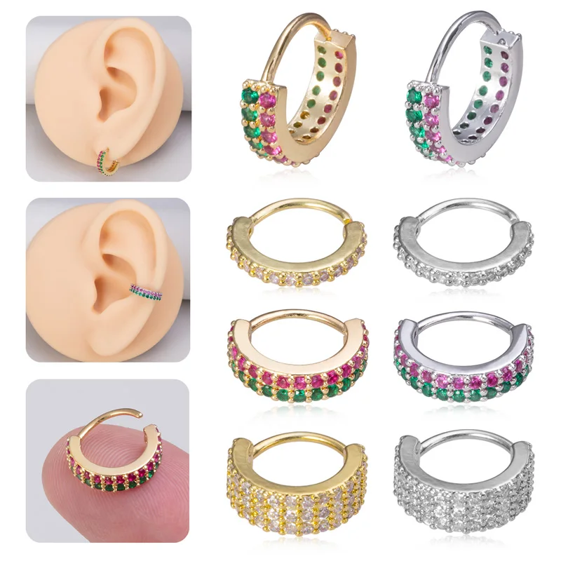 

1pc Zircon Hoop Earring Nose Ring Septum Piercing Copper Alloy Cartiliage Tragus Helix Clip Ear Nariz for Women Body Jewelry 20G