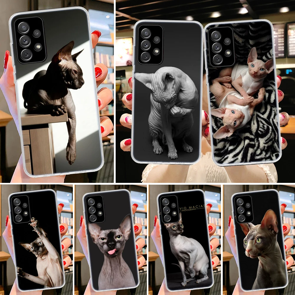 Lavaza Sphynx Sphinx Cat Phone Case for Samsung Galaxy A51 A50 A71 A70 A41 A31 A40 A30 A20E A10 A21S A6 + A7 A8 Plus A9 Cover Fu