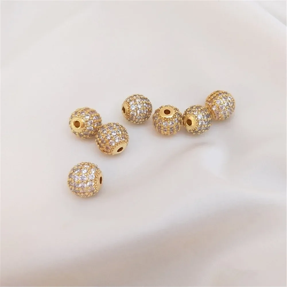 14-каратное золотое покрытие микро-набор цирконовый шар бриллиантовый бусина