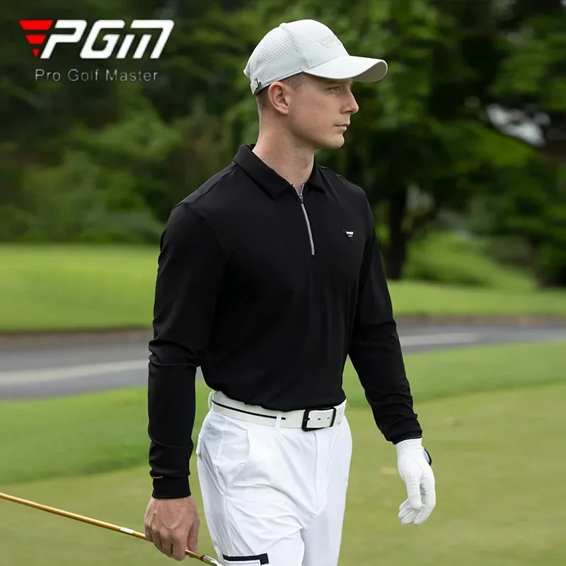 PGM Мужская рубашка для гольфа с воротником на молнии мужские спортивные топы-поло