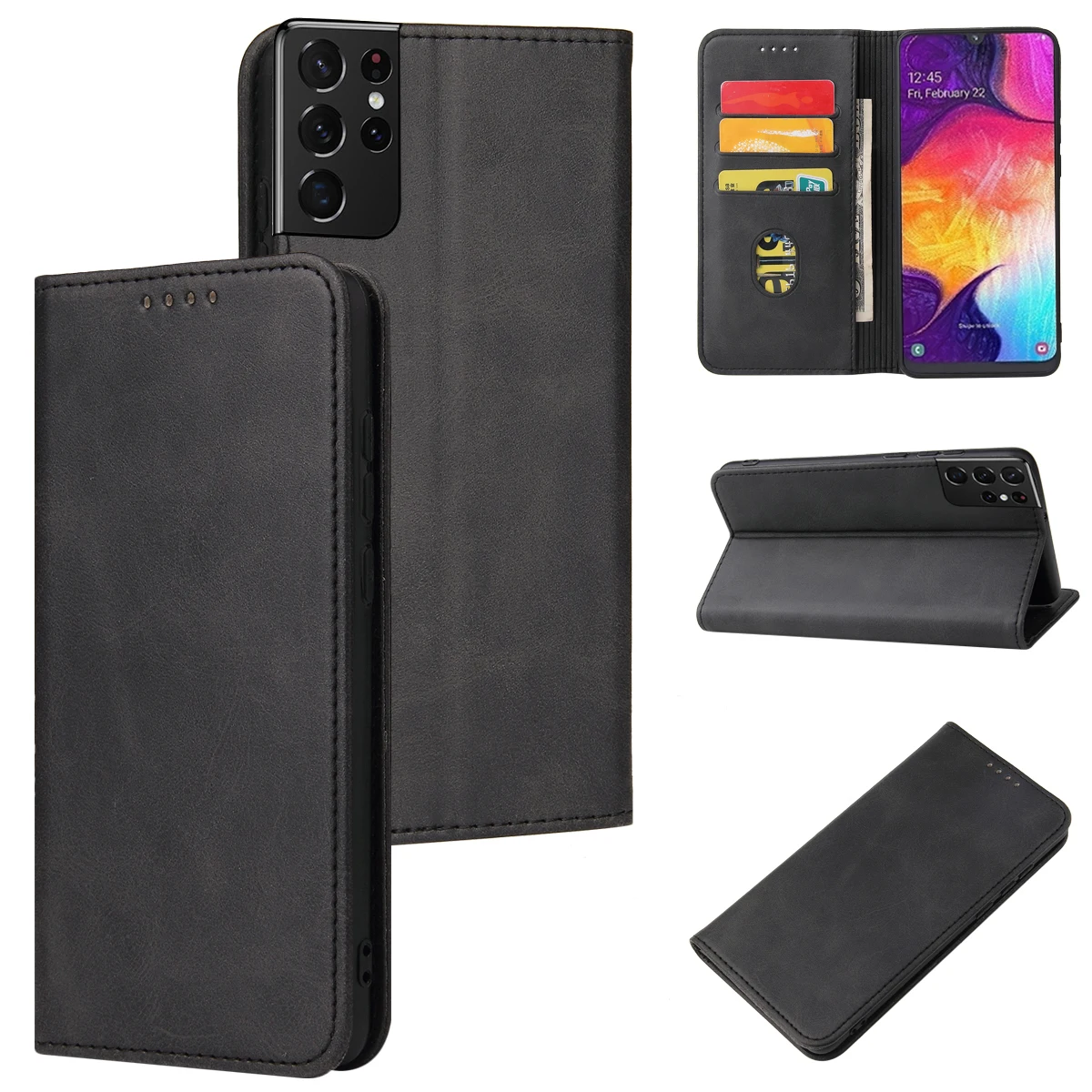 

Magnetic Flip Leather Wallet Phone Case for Samsung A72 A52 S22 Ultra S21FE S23 S23Plus S20 S21 S21U S10 Business Luxury Cover