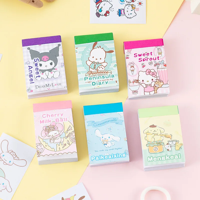 

50 листов, наклейки-книжки Sanrio Hello Kitty Cinnamoroll Kuromi, детское мини-руководство, декоративная ручная учетная запись, канцелярские принадлежности для ноутбука, блокнот