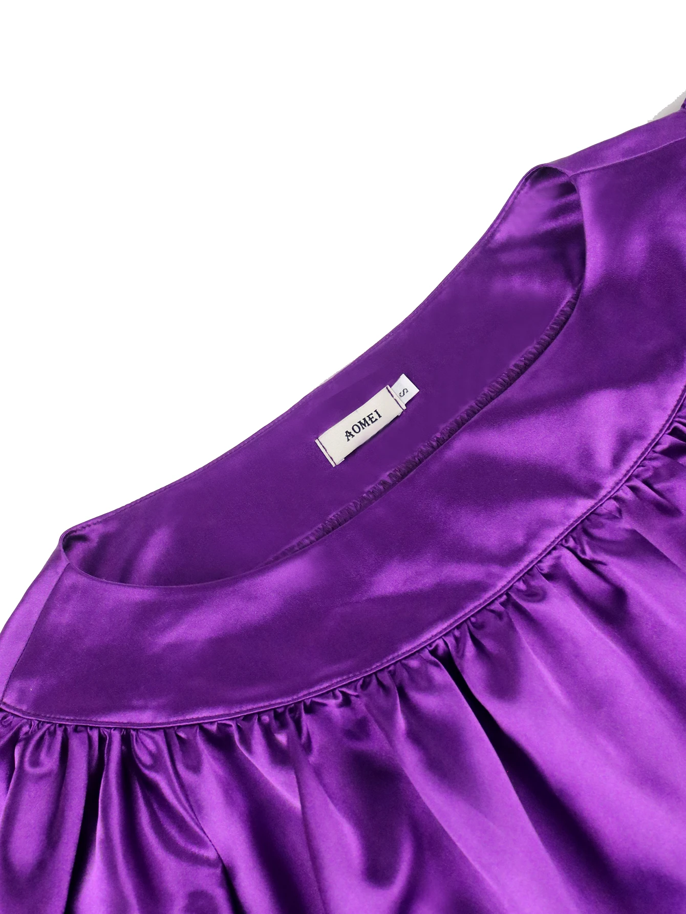 Purple Loose Long Dresses Plus Size 4XL Short Ruffles Sleeve O Neck White Evening Cocktail Event Party Gowns Outfits for Women