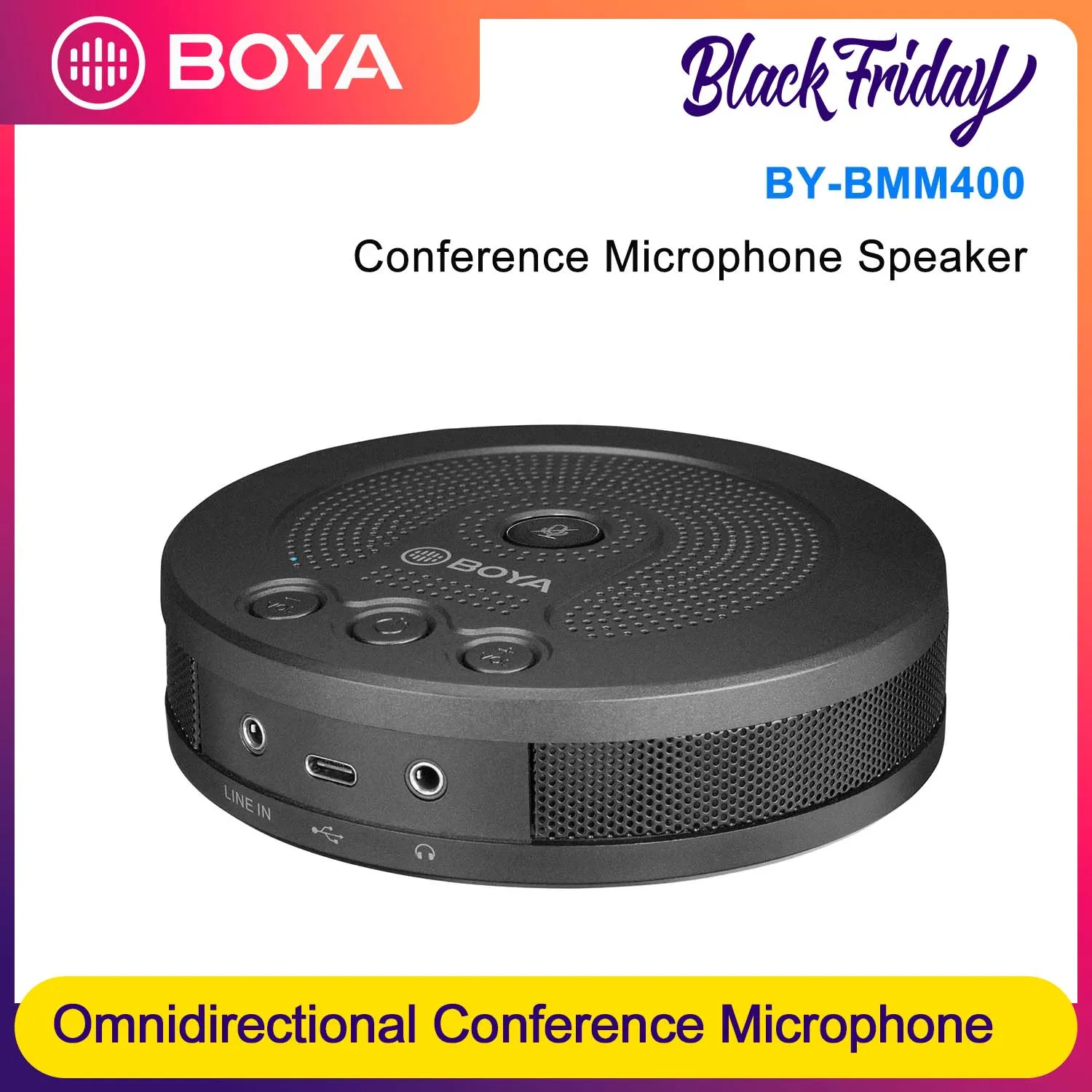 

BOYA BY-BMM400 всенаправленный микрофон для конференц-связи с динамиком для 3,5 мм TRRS Type-C USB смартфона планшета ПК ноутбука