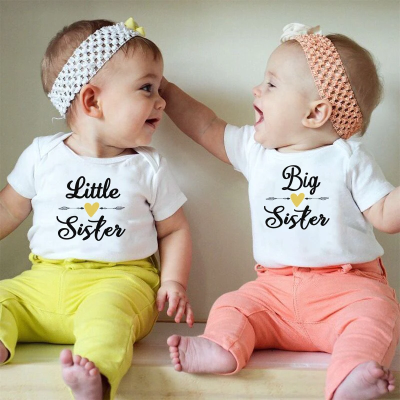Комплект одежды Sibling для брата и сестры футболка с надписью Big Sis Little боди детей