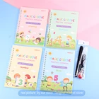 4 книжки для магических тренировок, Детская многоразовая книга для бесплатной чистки, детская игрушка, французский арабский немецкий тайский стикер для письма, английская тетрадь