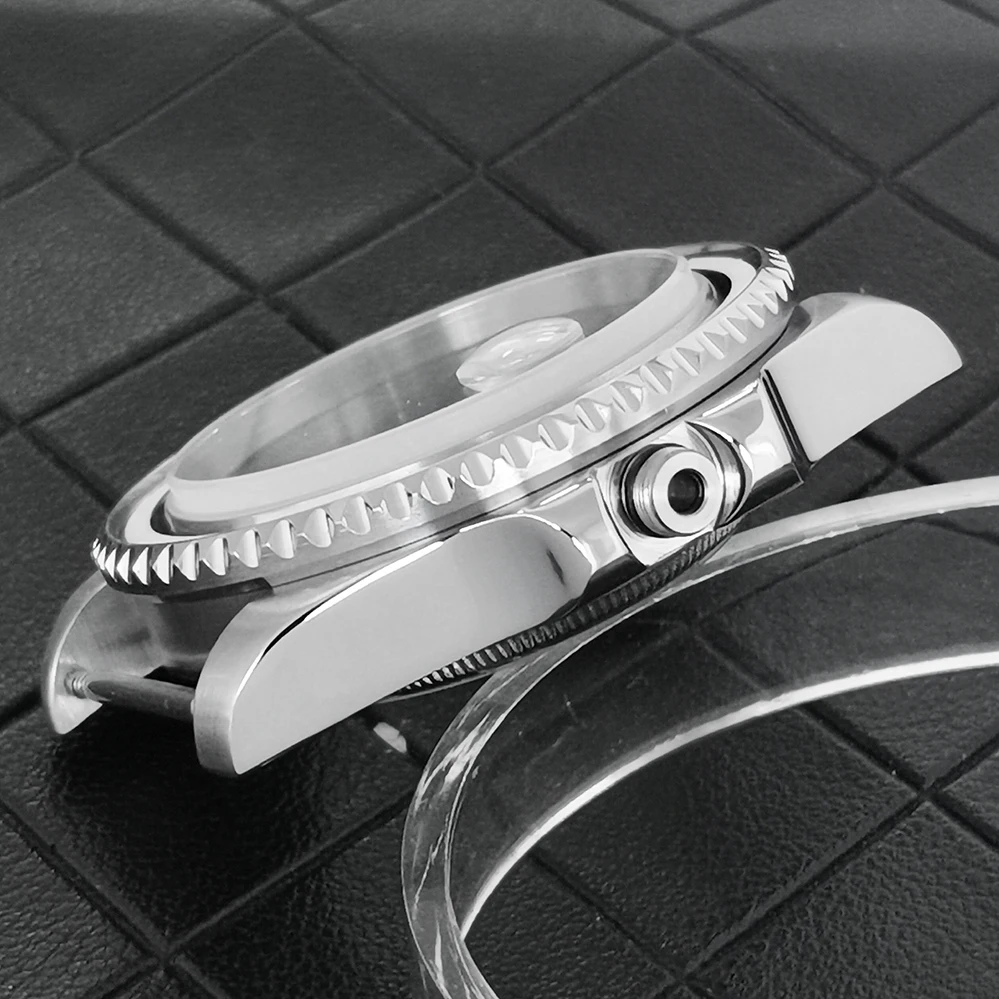 Modified 40mm Watch Case Fine Stainless Steel Transparent Caseback Bezel Sapphire Glass Magnifying Glass Fit NH34GMT Movement