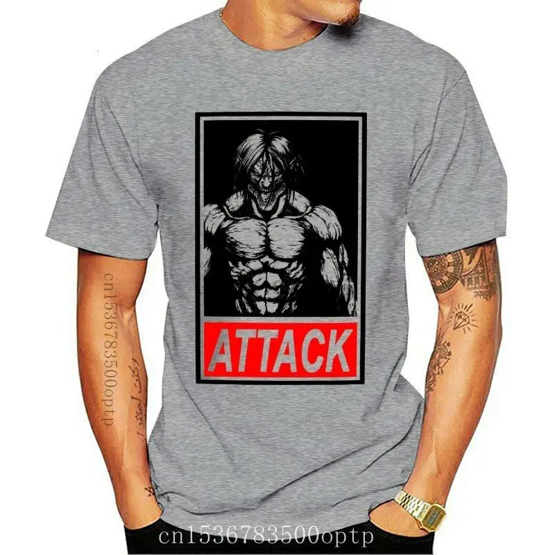 

Tops grises informales Unisex con estampado de ataque Titan