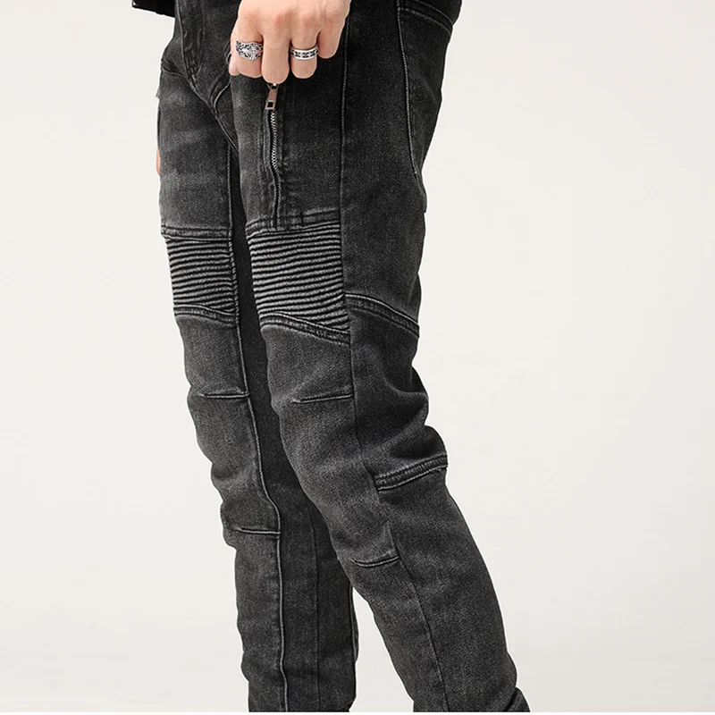 Streetwear Men 2022 Fashion  New Pattern Recreational Black Pants Elastic Force Self-cultivation Comfortable Jeans Autumn Female