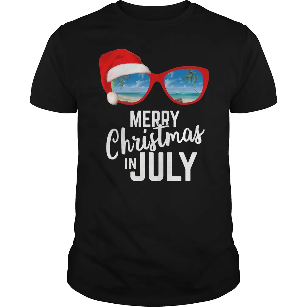 

Creative Design Summer Beach Holiday Merry Christmas In July Mens T-Shirt. Summer Cotton Short Sleeve O-Neck Unisex T Shirt New