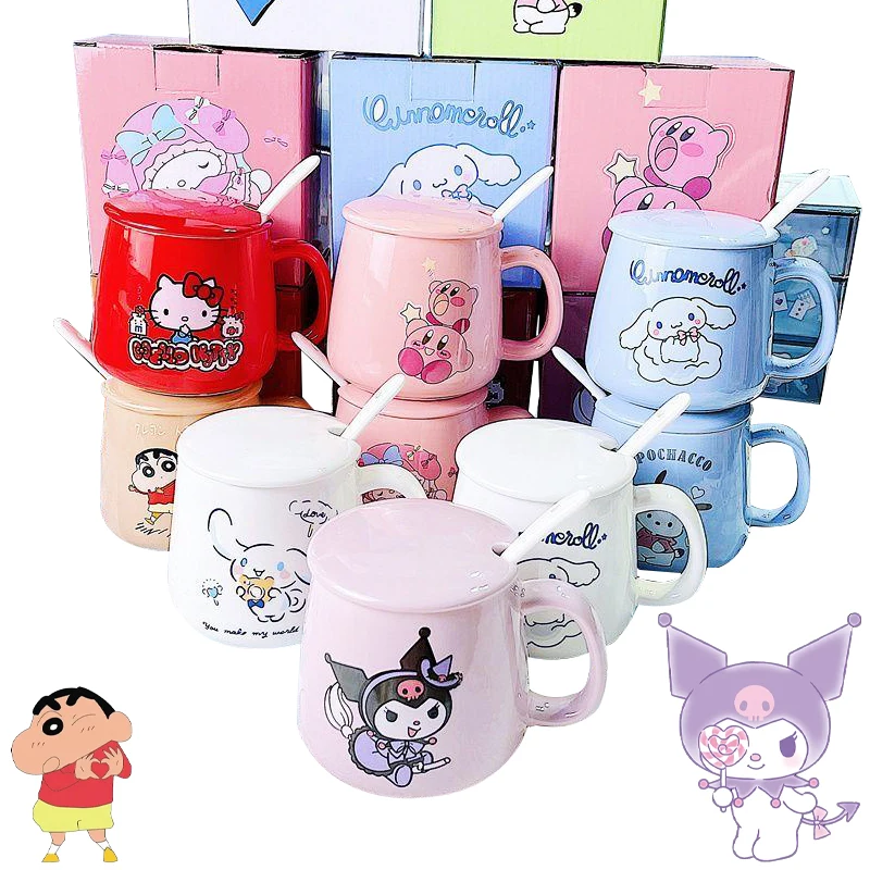 

Kawaii Anime Crayon Shin-Chan Mug Cartoon Sanrioed My Melody Kuromi Cinnamoroll Ceramic Water Cup Hello Kitty Milk Drinkware Cup