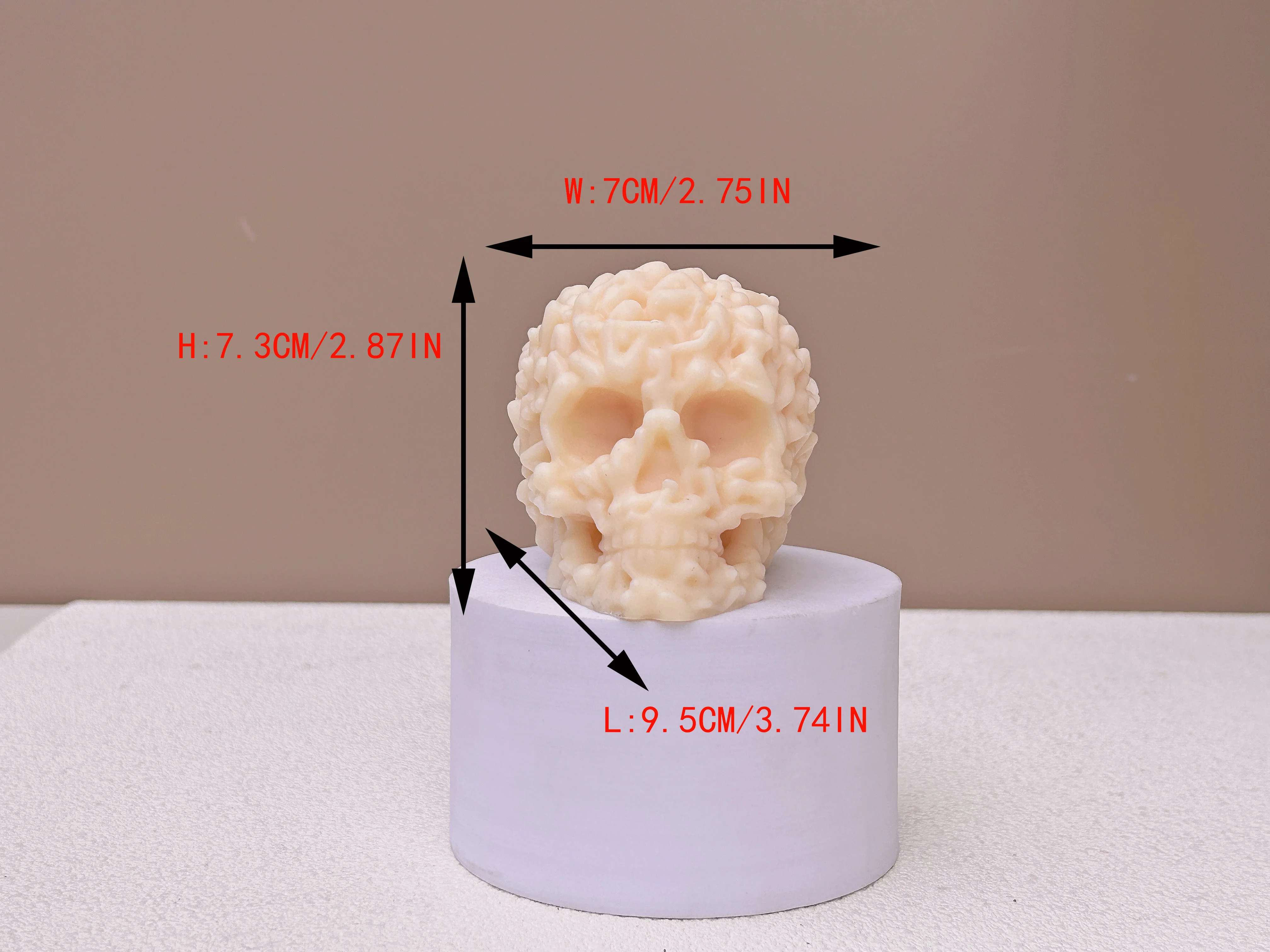 Силиконовая форма в виде головы черепа и свечи большого размера штукатурка для