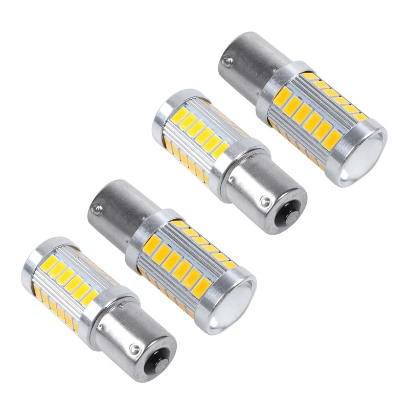 

4 шт., Автомобильные светодиодные лампы 1156PY BAU15S PY21W 33SMD