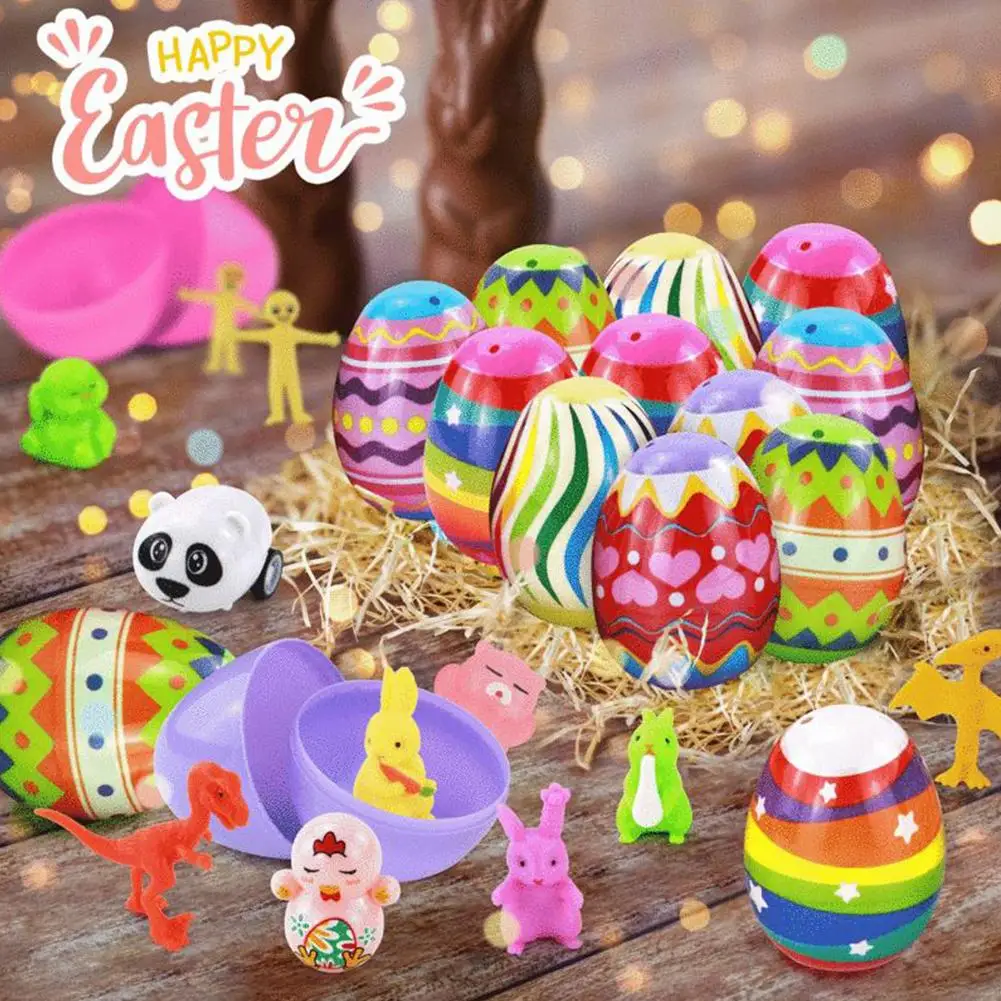 

Easter Eggs with Plush Bunnies Set Multi-Color Bunny with Fillable Easter Eggs for Easter Basket Stuffers Party Favors Supplies