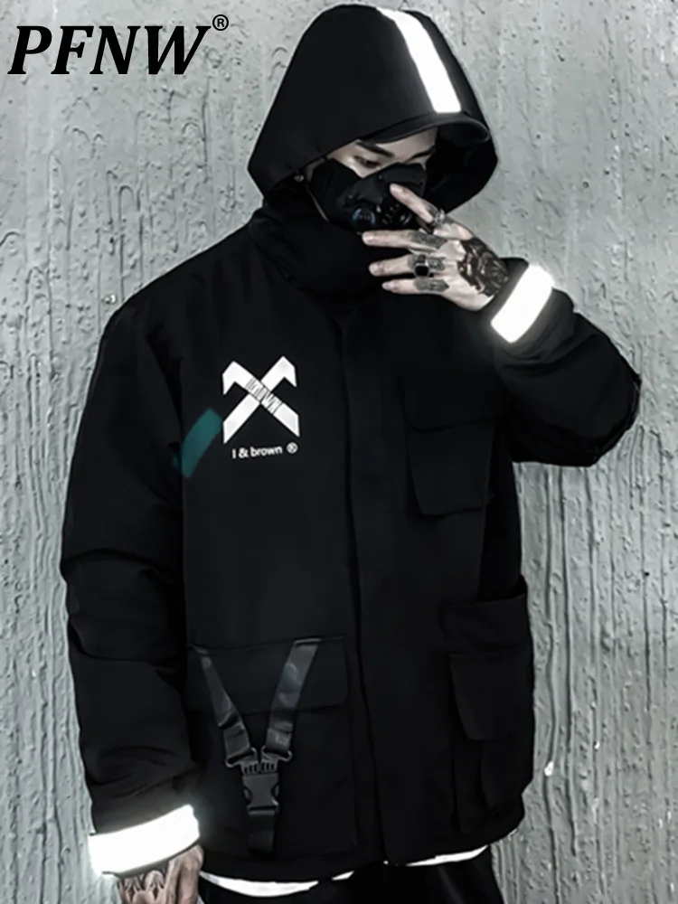 

PFNW Men's Hooded Jacket Functional Wind Techwear Man High Street Streetwear Autumn New Hoodie Loose Printing Coat Man Techwear