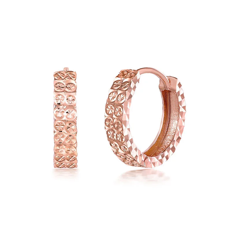 

Starry 2 Row 18K Real True Solid Gold Genuine AU750 Hoop Piercing Earrings for Women Female Girl Fine Upscale Office Jewelry