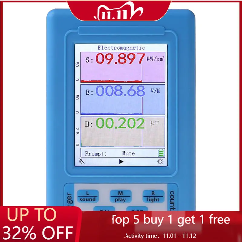 

Portable Electromagnetic Radiation Detector EMF Meter Radiation Dosimeter Monitor Tester High Accuracy Professional BR-9A EMF