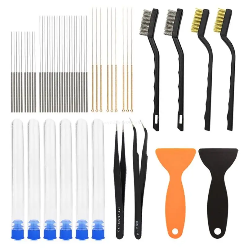 

53Pcs 3D Printer Cleaning Supplies Cleaning Needle Tweezers Cleaning Brush Shovel for Most 3D Printer Dropship
