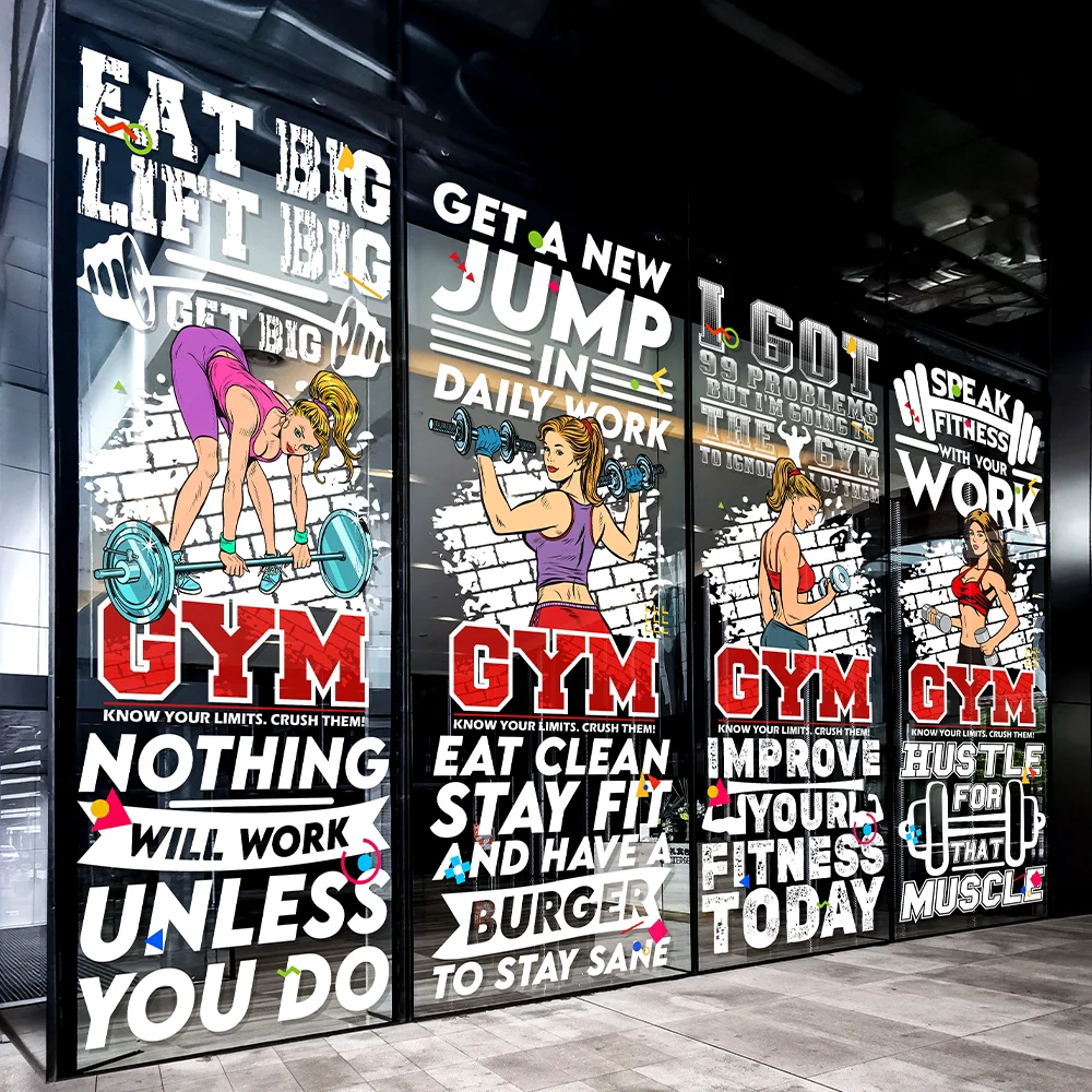 \QiAds на заказ наклейки стеклянную дверь для фитнес-клуба креативные статические