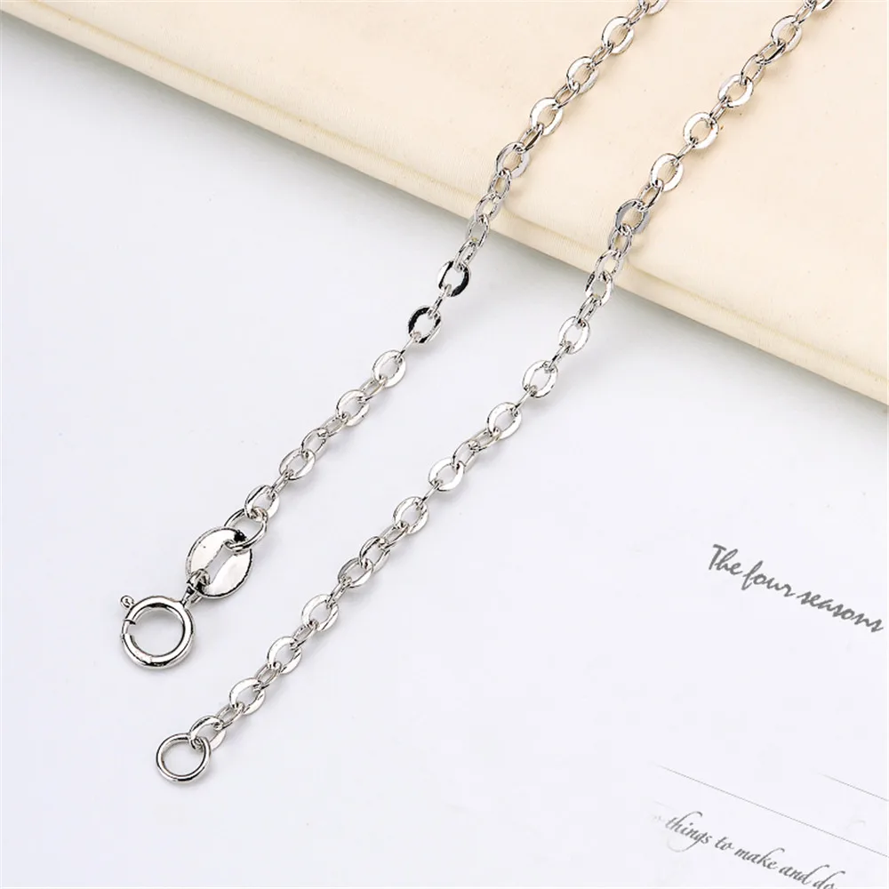 DIY pearl accessories 925 silver necklace O chain plated platinum fashion chain 45 cm thick style chain